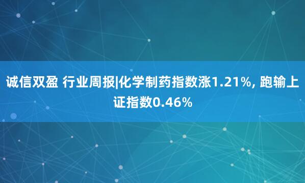 诚信双盈 行业周报|化学制药指数涨1.21%, 跑输上证指数0.46%
