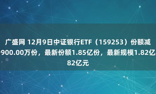 广盛网 12月9日中证银行ETF(159253)份额减少900.00万份,最新份额1.85亿份,最新规模1.82亿元